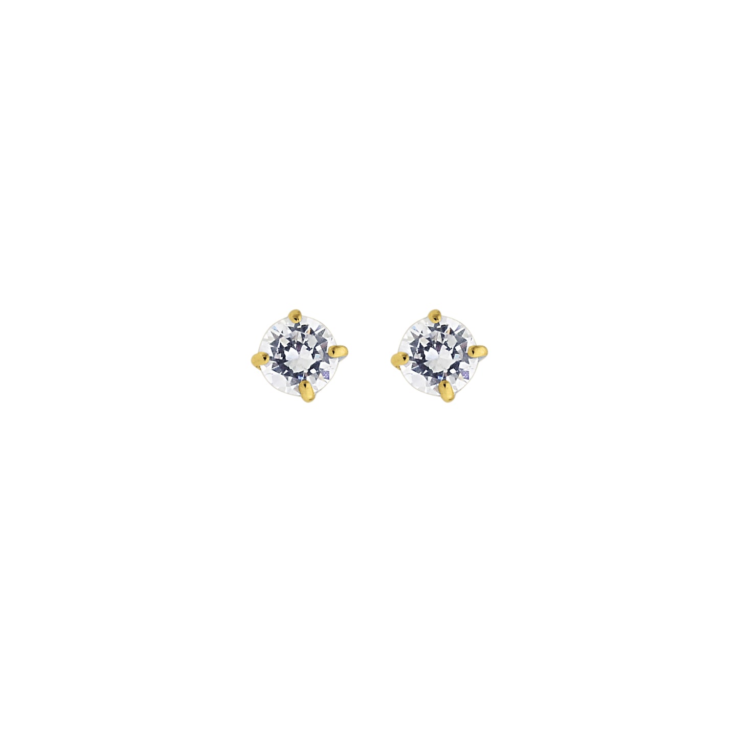 14K Gold CZ Round Earring