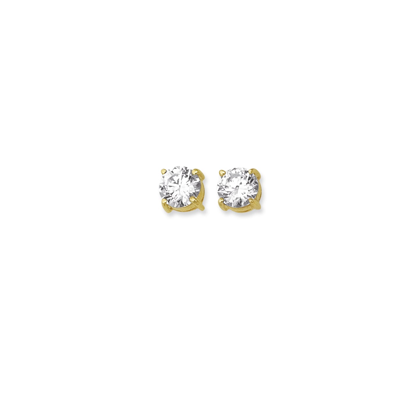14K Gold CZ Round Earring
