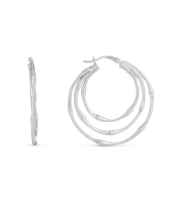 Silver Multi Row Bamboo Hoops