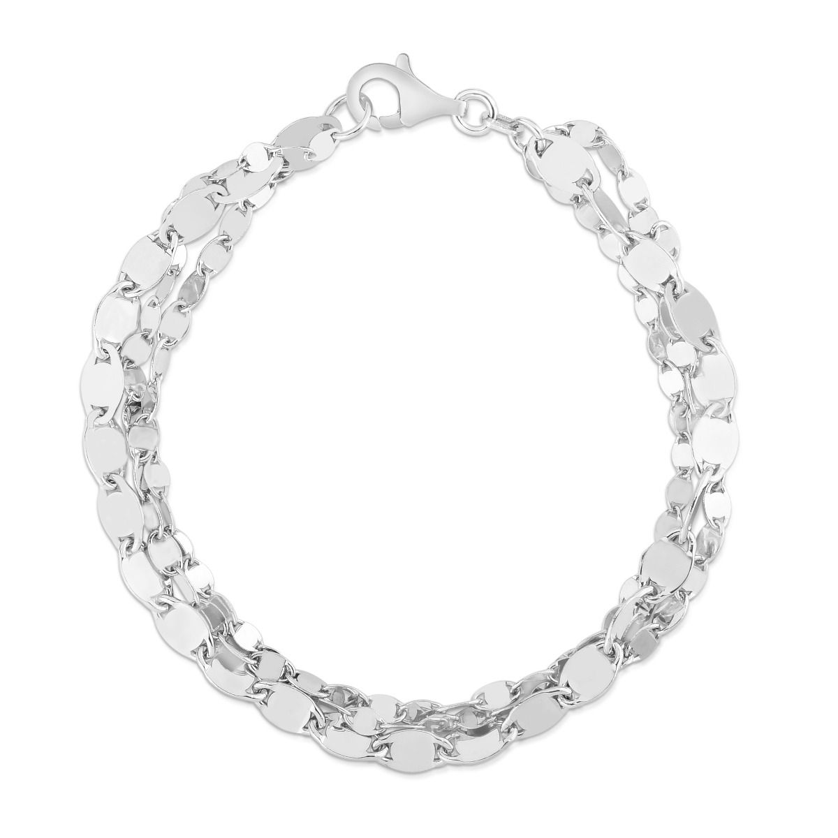 Silver Marina Link Triple Strand Chain Bracelet