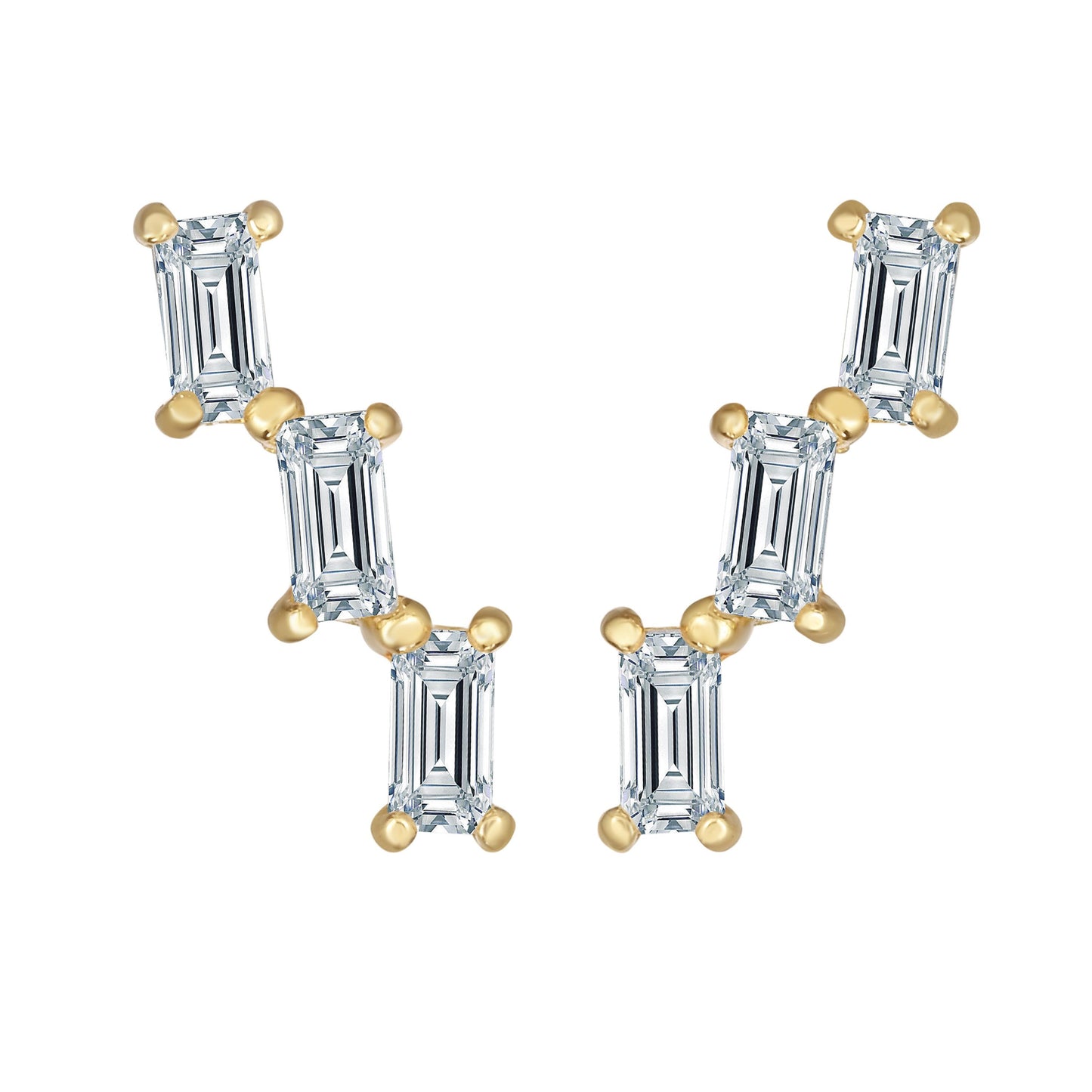 14K Gold Baguette Ear Climber