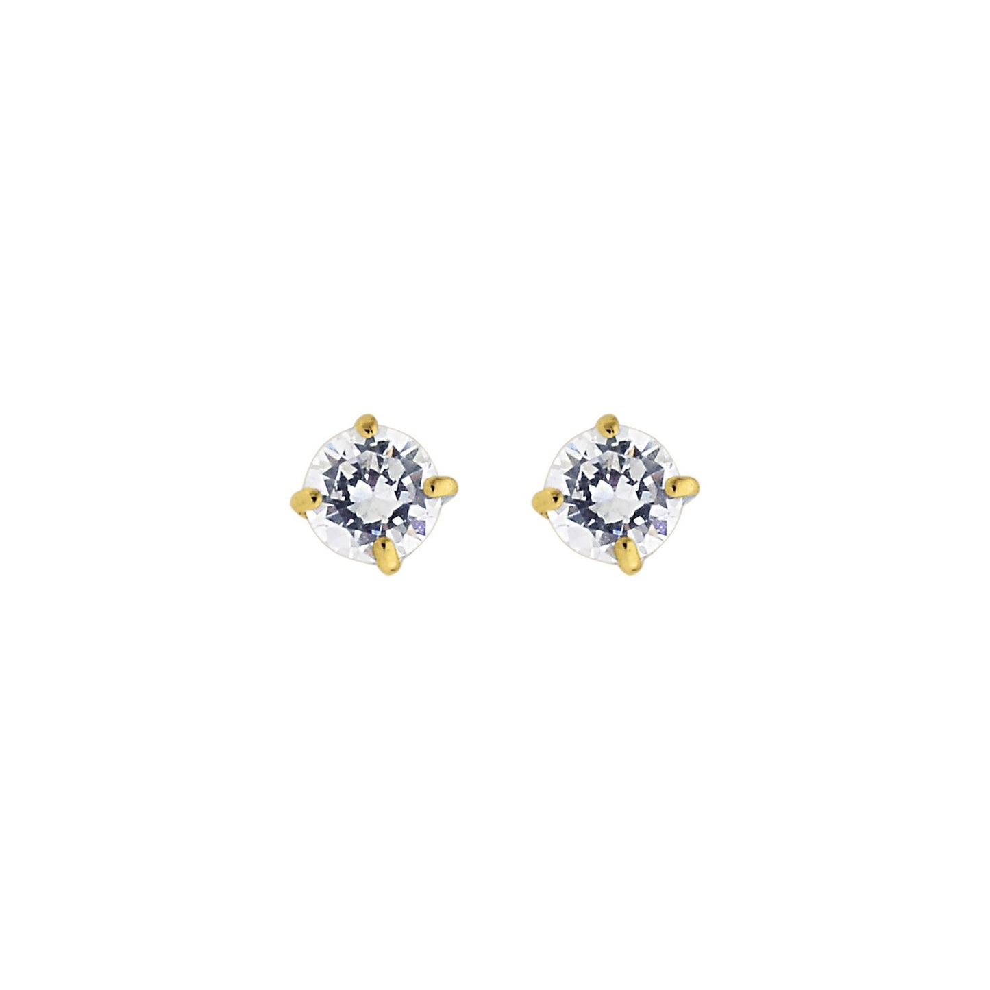 14K Gold 3mm Round CZ Stud Earring