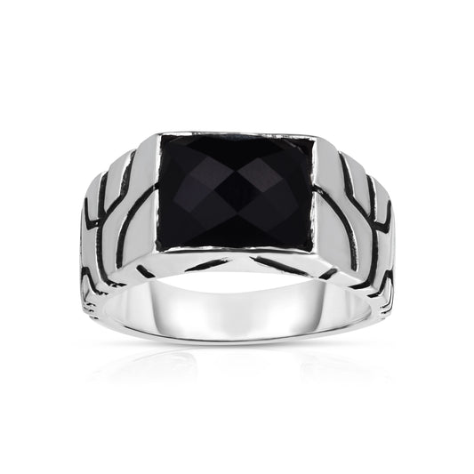 Sterling Silver Black Onyx Nugget Ring